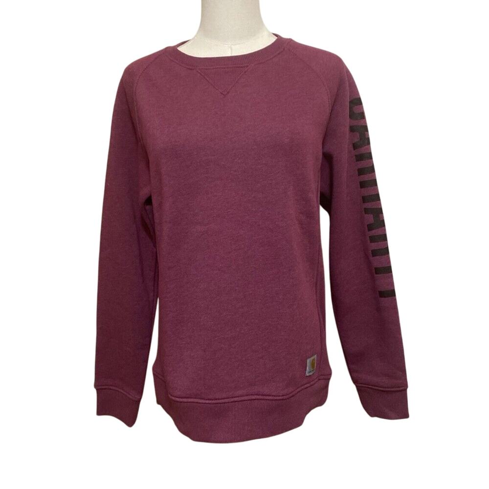 CARHARTT Pullover Sweatshirt Small Heavy Weight Fleece Maroon Crew Neck